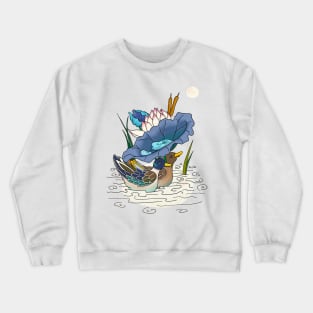 Minhwa: 2 Ducks under a Lotus Leaf E Type (Korean traditional/folk art) Crewneck Sweatshirt